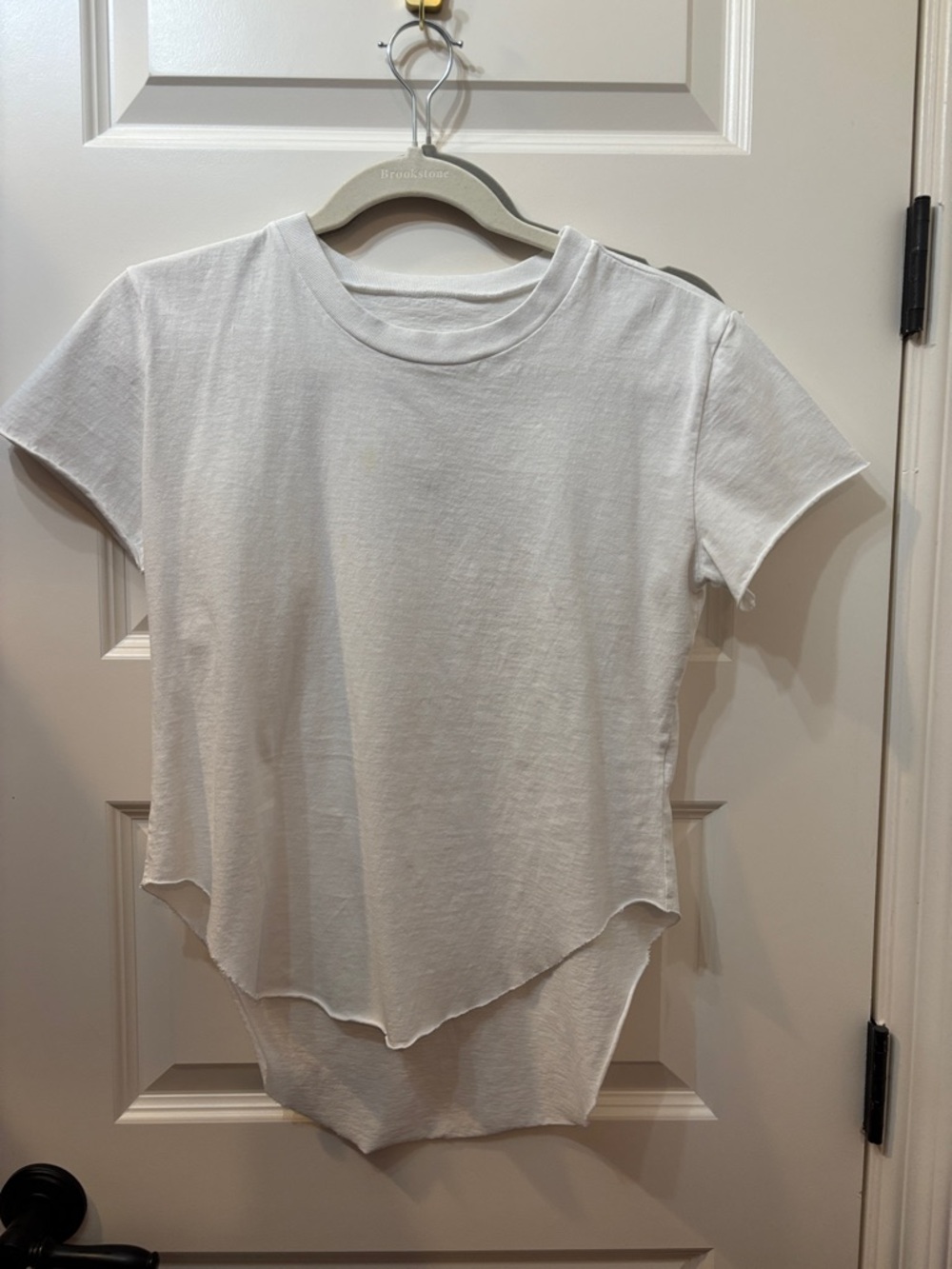 Frank & Eileen White Short Sleeve Layered Hem Tee